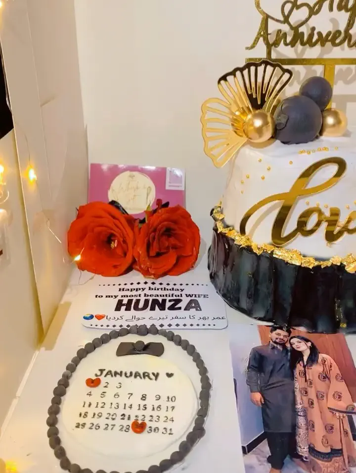 Cute Happy Birthday Wife Cake - Personalized Two Tier Wife Birthday Cake With Floral Design