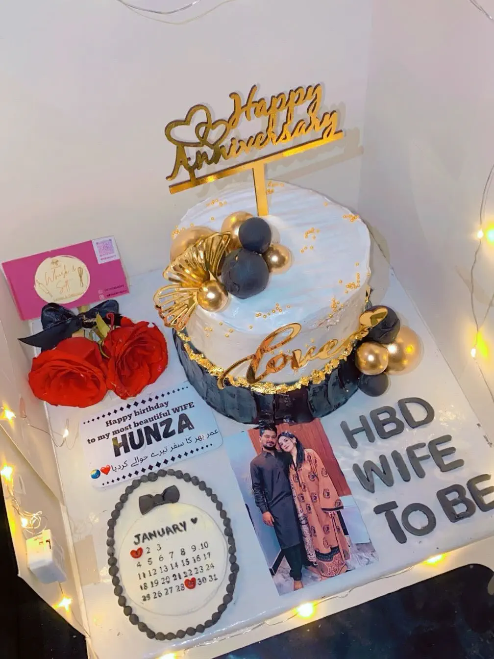 Happy Birthday Wife Cake - Elegant Custom Birthday Cake With Buttercream Frosting By Whisk And Sift Karachi
