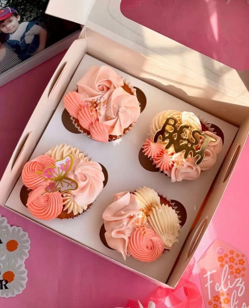 Mothers Day Cupcakes Collection With Pink Frosting And Floral Toppers - Gift Cupcakes For Mom - Best Mother Day Gift Idea
