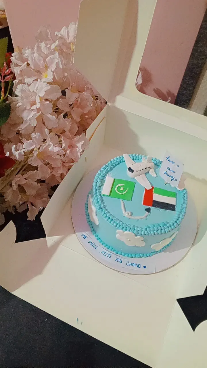 Custom Theme Cake For Safe Journey By Whisk And Sift This Bakery In Karachi Custom Cakes Cupcakes And Many More