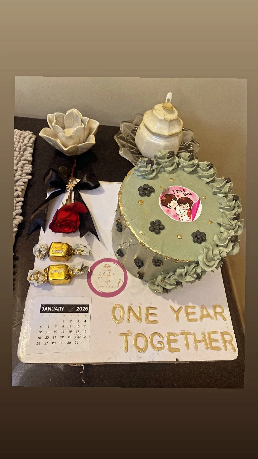 Happy Anniversary Cake For One Year Together Celebration With Custom Design - Anniversary Cake - Best Anniversary Cake Design 2025